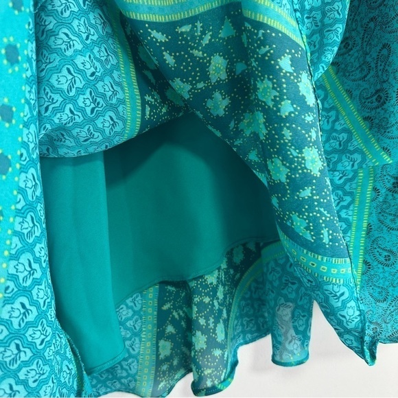 Worthington Petite Blue/Teal Floral Asymmetrical Paisley Ruffled Skirt 10P - Picture 9 of 9